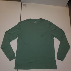 Vinyard Vines shirt Mens Medium Whale Long-Sleeve Pocket Tee green